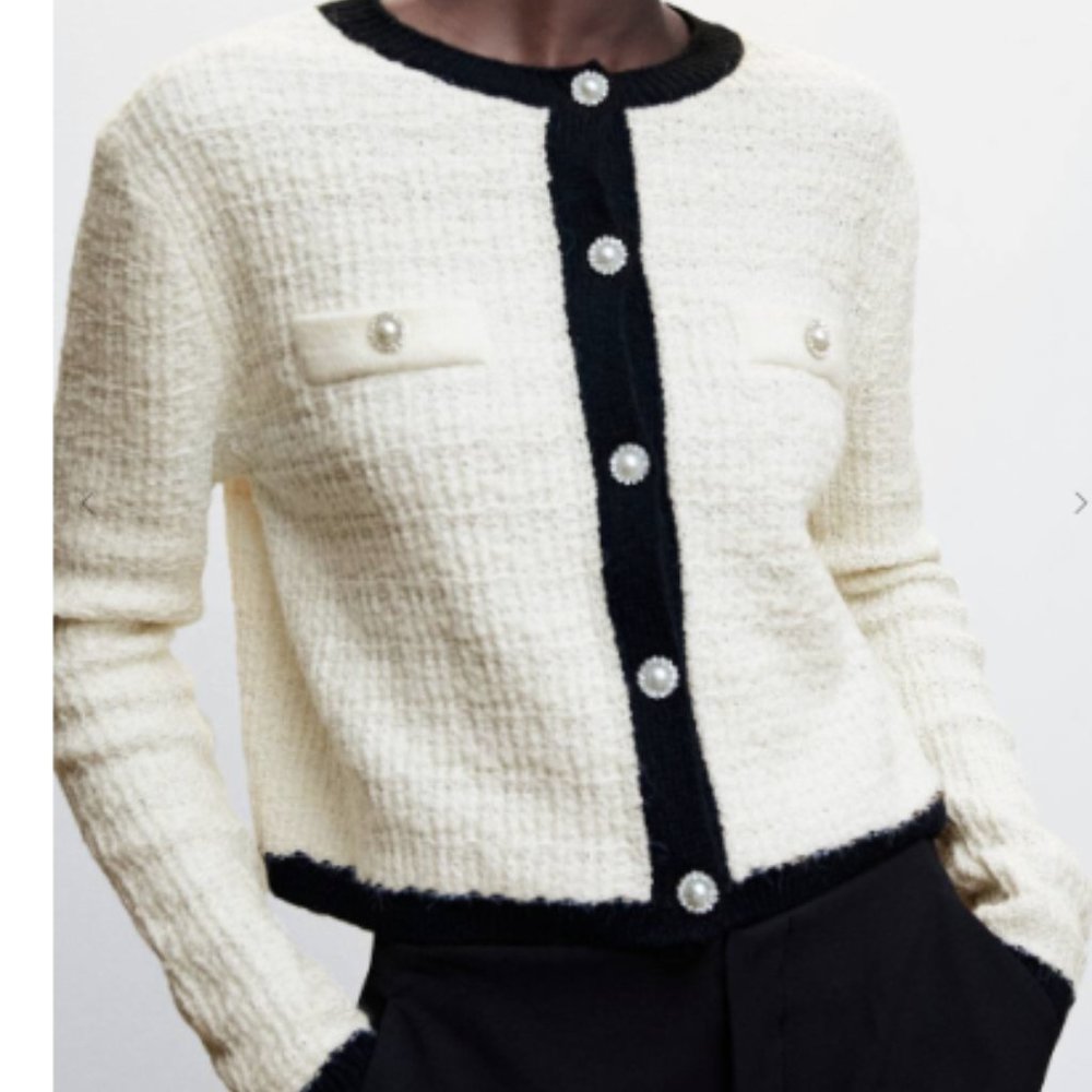 NWT Mango Pocket Tweed Cardigan